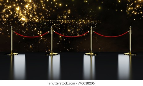 Red Velvet Rope Barrier, 3d Rendering