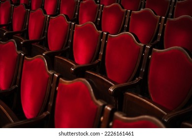 Red Velvet Seat Chairs In Theater Concert Hall