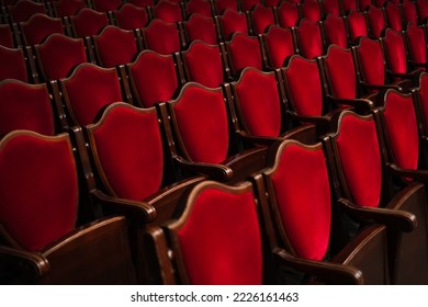 Red Velvet Seat Chairs In Theater Concert Hall