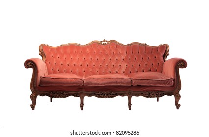 Red Velvet Sofa