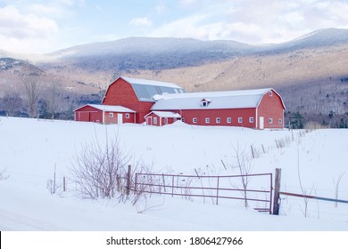 Red Vermont Barn In Winter