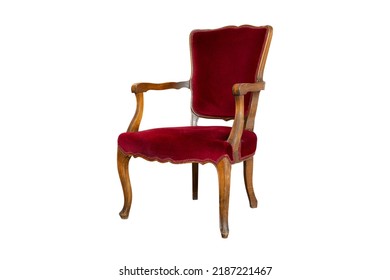 Red Vintage Armchair Isolated On White Background 