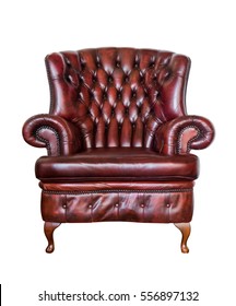 Red Vintage Armchair Isolated On White Background