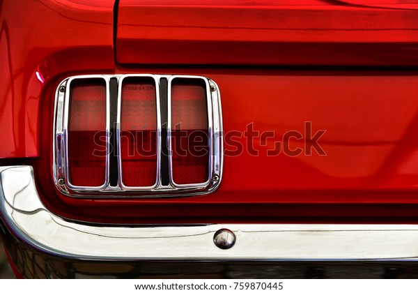 Red vintage classic car\
rear lights