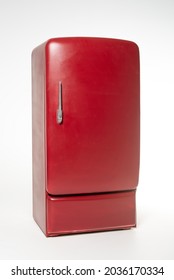 Red Vintage Fridge Shot In Studio