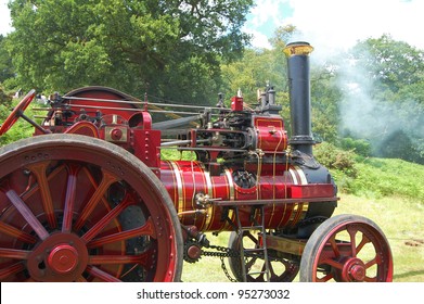 Red Vintage Steam Traction Engine