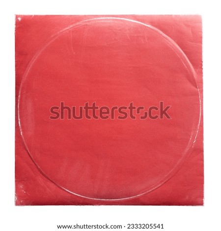 Red vintage vinyl record album cover on white background with clipping path