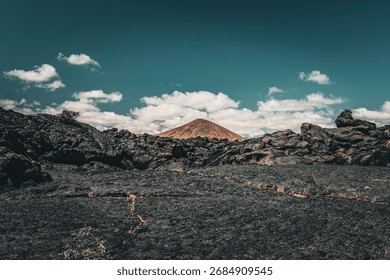 Red Volcano with Clouds, Timanfaya
