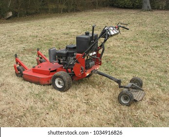 Red Walk Behind Commercial Lawn Mower.