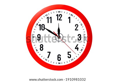 red wall clock isolate on white background