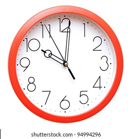 Red Wall Clock On White