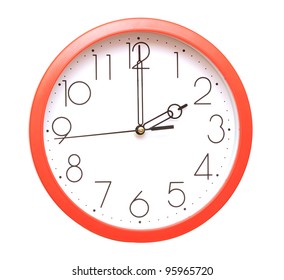 Red Wall Clock On White