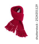 Red warm scarf on a white background