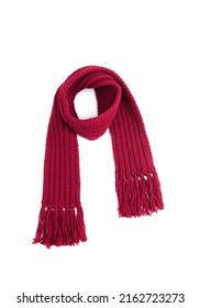 Red Warm Scarf On A White Background