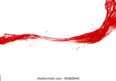 Red Water Splash Isolated On White Background