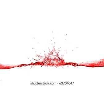 Red Water Splash Isolated On White Background