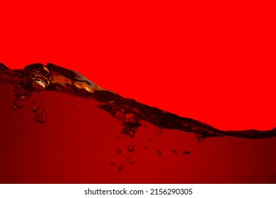 Red Water Wave Isolated On Red Background.