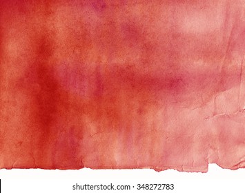 Red Watercolor On Torn Paper