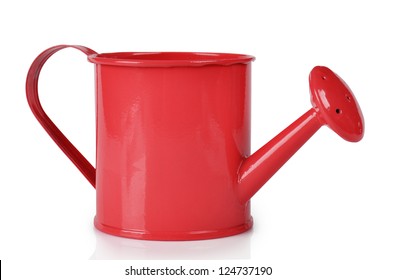 Red Watering Can Isolated On White Background