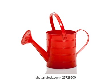 Red Watering Can Isolated On White Background