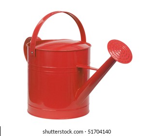 Red Watering Can Isolated On White