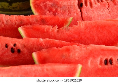 Red watermelon slices Stacked several pieces