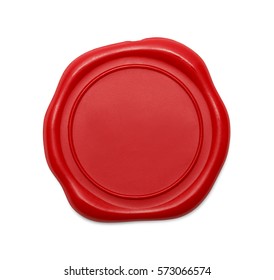 Red Wax Seal with Copy Space Isolated on White Background.