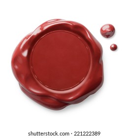 Red wax seal isolated on white - Shutterstock ID 221222389