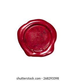 Red Wax Seal Isolated on White Background (with clipping path)