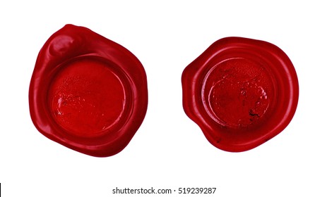 Red wax seal isolated on white background