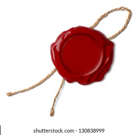 Red wax seal or stamp isolated