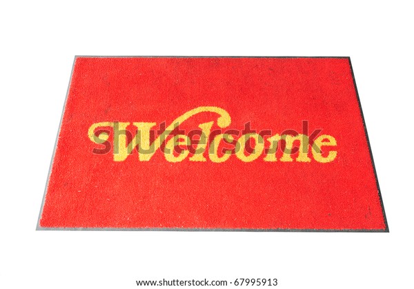 Red Welcome Mat Isolated On White Stock Photo Edit Now 67995913