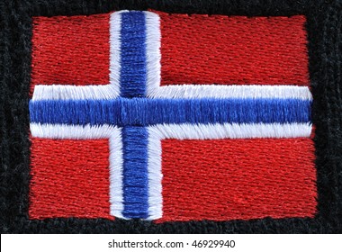 Red, White, and Blue Embroidered Flag of Norway