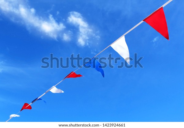 Red White Blue Flags On Rope Stock Image Download Now