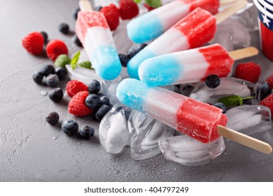 Red, White And Blue Ice Cream Pops For Independence Day