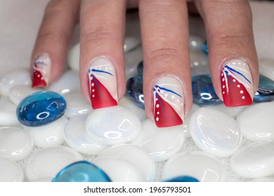 Red White And Blue Nail Art Design