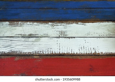 Red, White And Blue Painted Wood Background