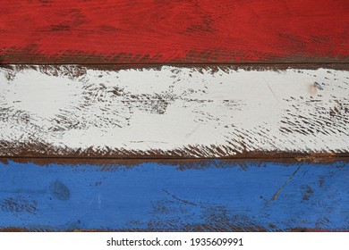 Red, White And Blue Painted Wood Background