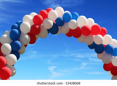 Red White And Blue Patriotic Balloons On Pretty Blue Sky