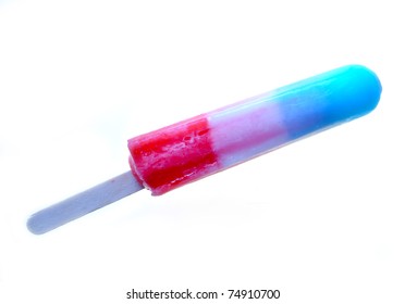 Red White And Blue Popsicle On White Background