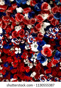 Red, white, & blue silk flowers arranged for the 4th of July.