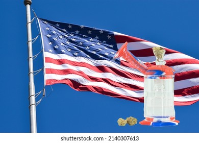 Red White And Blue Water Bong With Beautiful American Flag