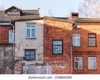 Red And White Brick Buildings Have Been Built Together.