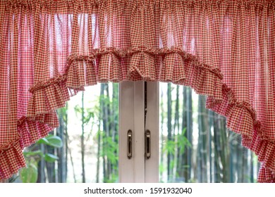 Red And White Checkered Curtain