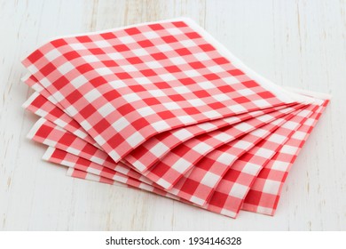 Red And White Checkered Napkins Perfect For A Picnic Party