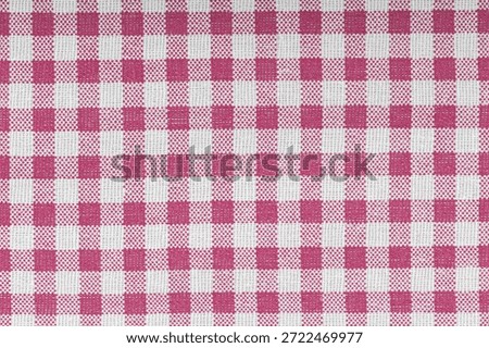 Red and white checkered, pattern, design, cotton fabric for sewing, texture background close-up