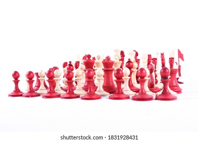 A Red And White Chess Set