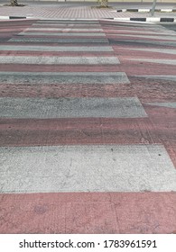 Red White Faded Road Pedestrian