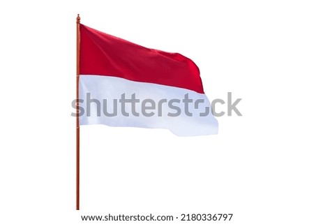 The red and white flag of Indonesian flag isolated over white background