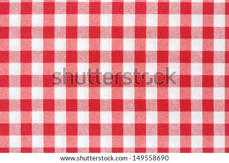 Red and white gingham tablecloth texture background, high detailed 